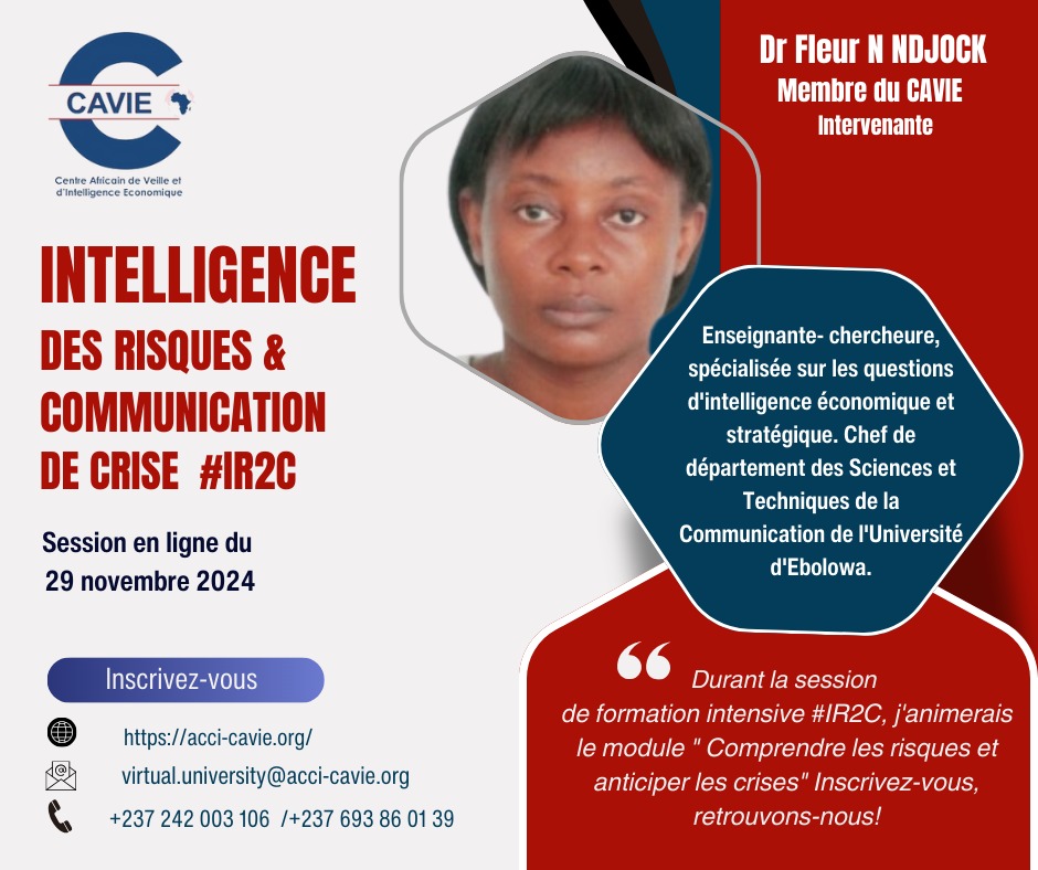 cavie_acci's tweet photo. Durant la session de formation intensive #IR2C, j'animerais le module "Comprendre les risques et anticiper les crises". Inscrivez-vous, retrouvons-nous!
Lien d'inscription : https://t.co/Nuo784I1h4
#CAVIE #ExecutiveTraining #eLearning #CrisisManagement #RiskIntelligence https://t.co/BX6EeRYqV5