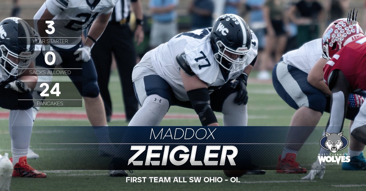 West Clermont HS Wolves Football (@wchswolvesfb) on Twitter photo Congrats to our guy Maddox Zeigler / <a href="/maddox_zeigler/">Maddox Zeigler</a> for EARNING 1st Team All SW Ohio‼️
#HUNT
#WETSU Congrats to our guy Maddox Zeigler / <a href="/maddox_zeigler/">Maddox Zeigler</a> for EARNING 1st Team All SW Ohio‼️
#HUNT
#WETSU