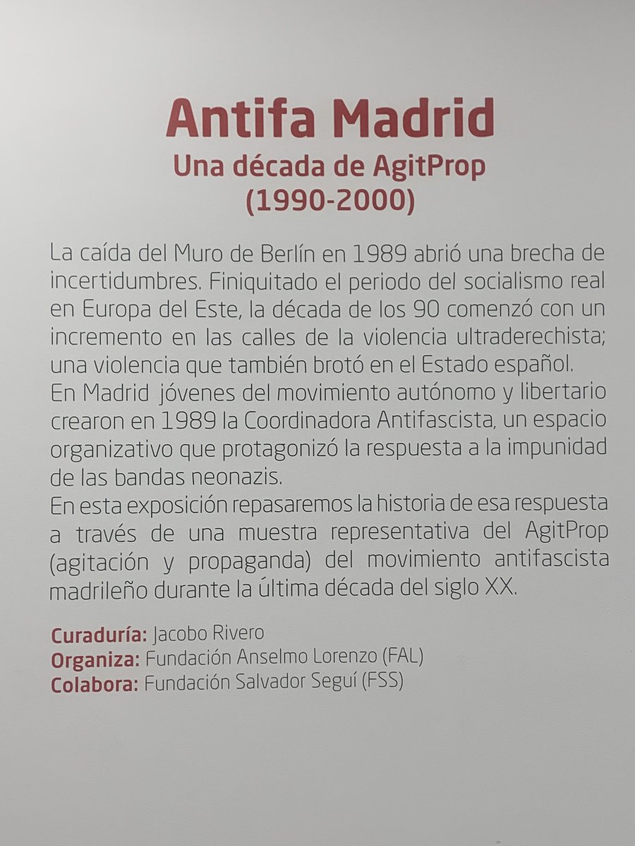 ArteYAnarquia's tweet photo. 🧵imágenes de la exposición “1990-2000. Una década de agit-prop. Antifa Madrid”, comisariado por @JkbRivero en la @FAnselmoLorenzo https://t.co/nJXkhsMxm2