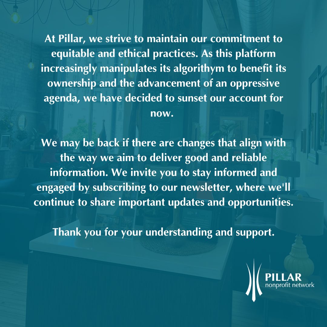 PillarNN's tweet image. Why we are suspending this account.  
Please connect with us directly and subscribe to our newsletter here: pillarnonprofit.ca/newsletter