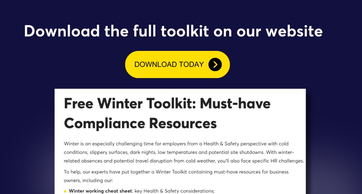 Winter can bring its own set of challenges, and we’re here to help you tackle them head-on. Our Winter Toolkit is packed with useful resources designed to support your business.

Check it out here: 
👉 eu1.hubs.ly/H0dMt0k0

#WinterToolkit #SafetyFirst #Compliance