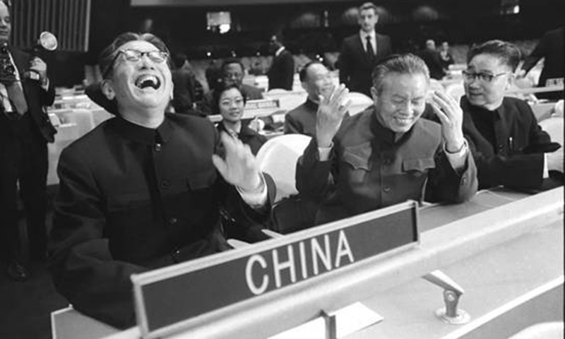 ChinaAmbUN's tweet photo. Time of the year to revisit this iconic moment: Qiao's laugh.

On November 15, 1971, after the restoration of the lawful seat of the People's Republic of China at the UN, the PRC delegation, led by Vice FM Qiao Guanhua, made its debut at the 26th Session of the UN General Assembly.