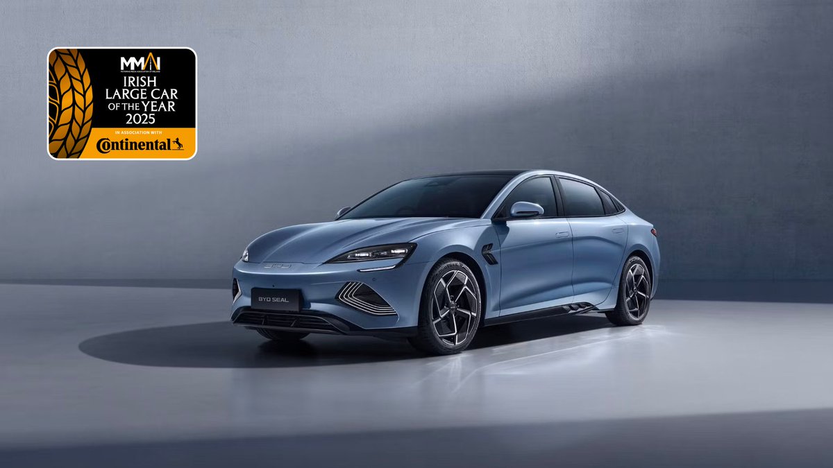 The <a href="/BYD_Ireland/">BYD Ireland</a> Seal wins the Irish Large Car of the Year category in association with Continental Tyres. Congratulations! #IrishCOTY2025