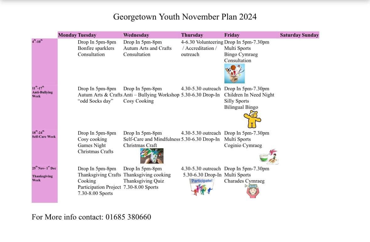 Here’s what we got going on in youth club for the rest of the month. Any questions feel free to contact us on the number below or send us a message.