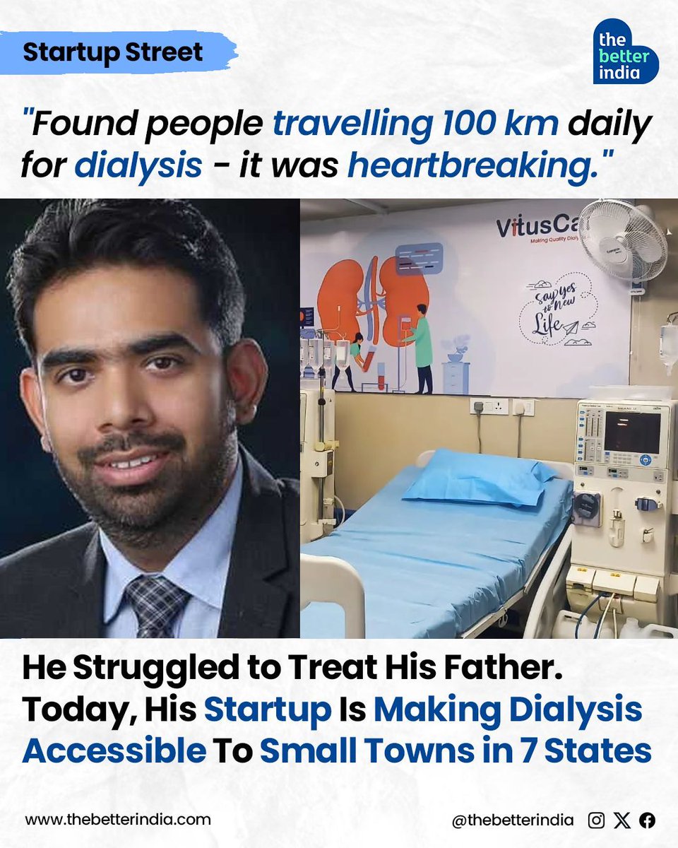 thebetterindia's tweet image. Prabhat Shrivastava's world turned upside down when his father was diagnosed with chronic kidney disease (CKD). 

#DialysisCare #Healthcare #Tier2 #VitusCareMedlife #ChronicKidneyDisease #RenalCare