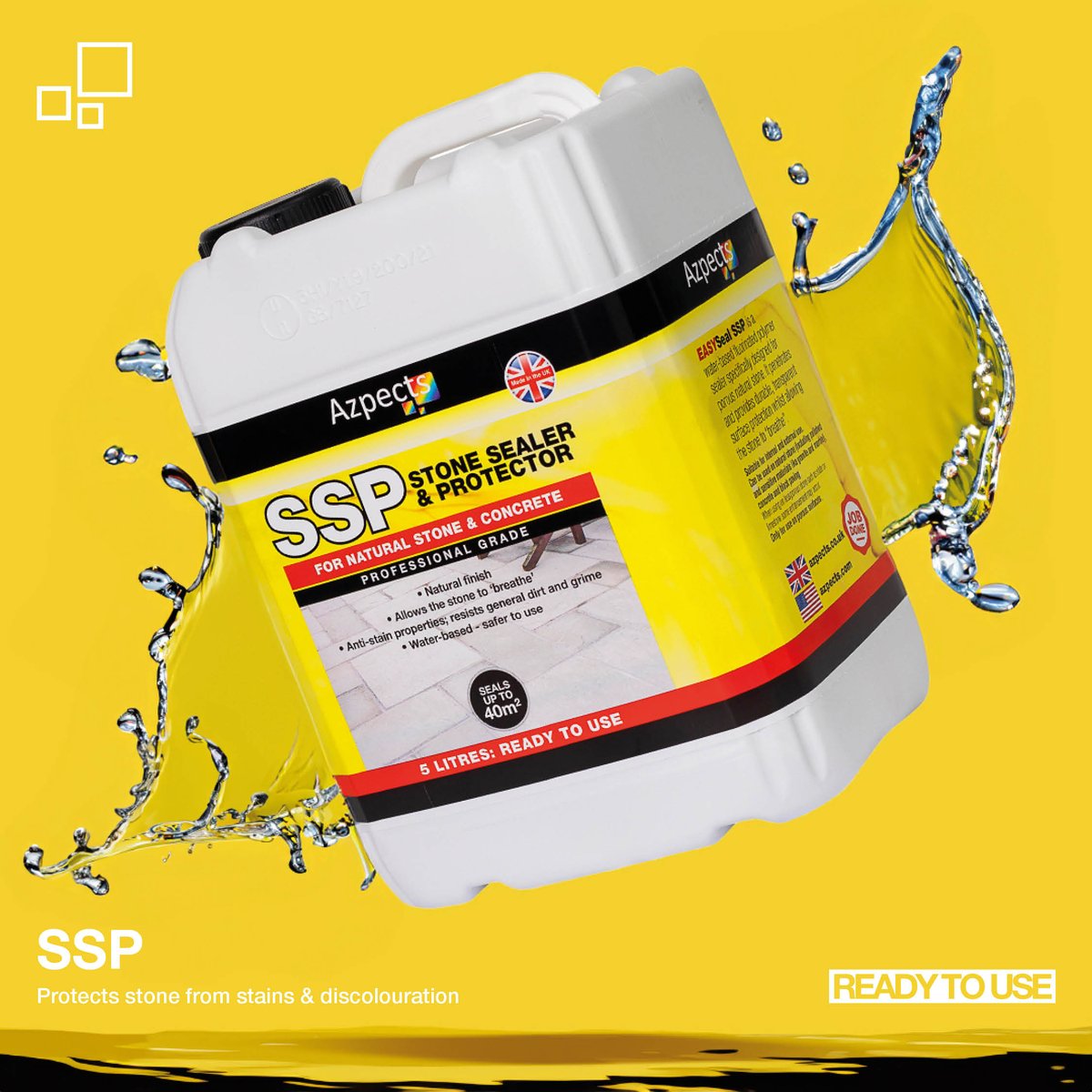 AzpectsLtd's tweet image. SSP 🖤 Protects stone from stains &amp;amp; discolouration

🔸 Repels spills, stains &amp;amp; dirt
🔸 Ideal for natural stone &amp;amp; concrete
🔸 Virtually invisible with no coating or shine
🔸 5 litres seals up to 40m2 based on one coat, depending on surface porosity

#Azpects #EASYSeal #SSP