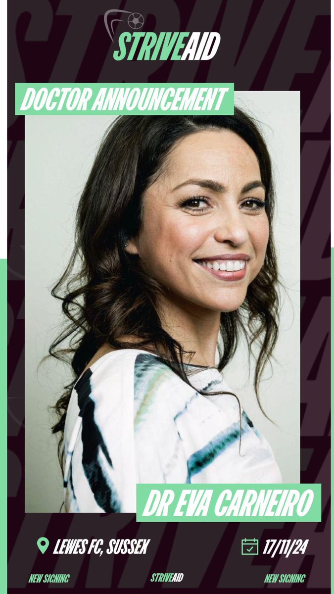 joinstriver's tweet photo. ✍️ Signing for StriveAid!
One of the very best sports medicine doctor’s around. 🤩
She will be at Lewes on Sunday, will you?👀
Please welcome @evacarneiro to #StriveAid! @LewesFCWomen 🤝🙌 https://t.co/ZkFyTrOfm8