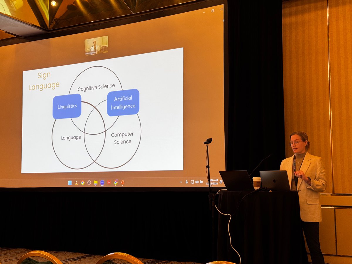 Our first keynote is by Dr. Lorna Quandt @lornaquandt

Dr. Quandt is the Action &amp; Brain Lab director at Gallaudet University in Washington, D.C.

Her talk explores integrating AI-driven technologies in sign language research.

#conll2024 <a href="/emnlpmeeting/">EMNLP 2025</a>