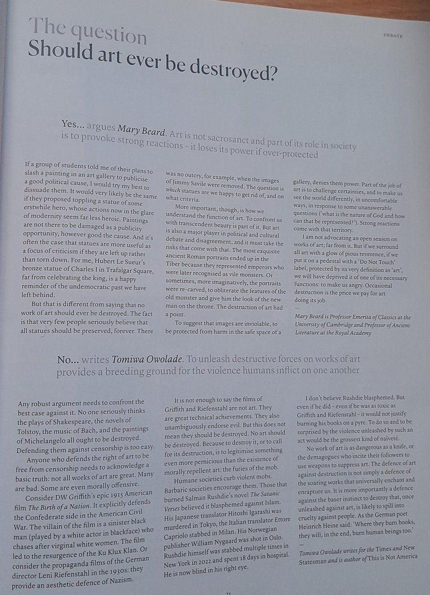 Tomiwa Owolade (@tomowolade) on Twitter photo Should art ever be destroyed? I debate that question with Mary Beard in the latest issue of the RA Magazine. Should art ever be destroyed? I debate that question with Mary Beard in the latest issue of the RA Magazine.