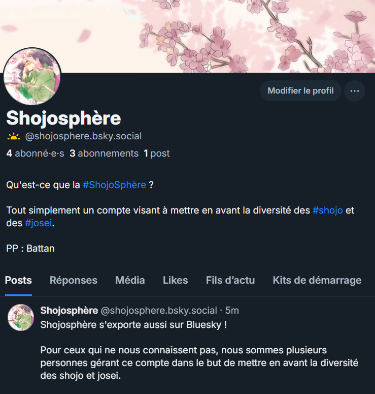 Shojosphère s'exporte aussi sur le ciel bleu ! 🦋

Nous espérons vous y retrouver ! 

bsky.app/profile/shojos…