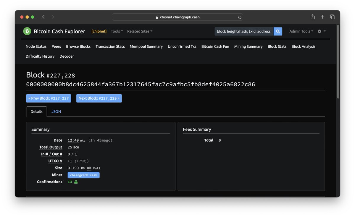 The May 2025 upgrade to Bitcoin Cash is now active on chipnet at block 227,228! 🎉 (0000000000b8dc4625844fa367b12317645fac7c9afbc5fb8def4025a6822c86)

This upgrade includes two Bitcoin Cash Improvement Proposals (CHIPs):

Targeted Virtual Machine Limits CHIP

The VM Limits CHIP