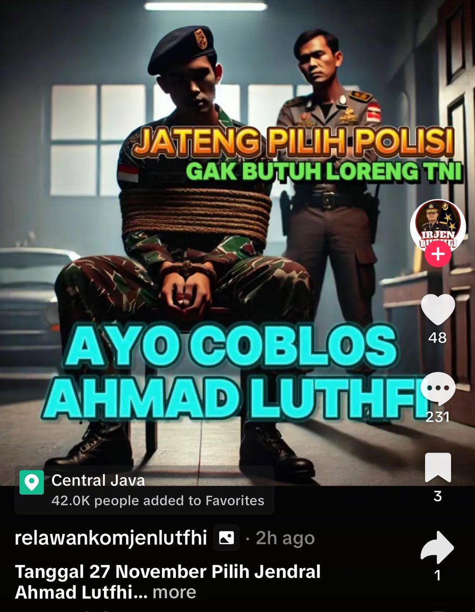 Gue ngikutin saran senior, agar tidak membenturkan Polri dan TNI di Pilgub Jawa Tengah

Ternyata lawan kita GILA nya LUAR BIASA GAPAKE OTAK

Mohon diklarifikasi gimana ini <a href="/DivHumas_Polri/">Divisi Humas Polri</a> dan <a href="/Puspen_TNI/">Pusat Penerangan TNI</a> bagaimana ini? Kenapa sampai2 bawa2 instansi dan dinas?
