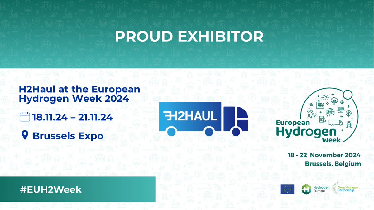 H2Haul (@h2haul) on Twitter photo #H2Haul is joining <a href="/EUH2Week/">European Hydrogen Week</a> on Nov 18-21!
Find us at the #EUProjectPavilion at booth K20 & attend our session on #H2truckdeployment & challenges, Nov 20 from 11:40-12:05
Registrations are free!
🔗euhydrogenweek.eu/registration/ #H2Haul is joining <a href="/EUH2Week/">European Hydrogen Week</a> on Nov 18-21!
Find us at the #EUProjectPavilion at booth K20 & attend our session on #H2truckdeployment & challenges, Nov 20 from 11:40-12:05
Registrations are free!
🔗euhydrogenweek.eu/registration/