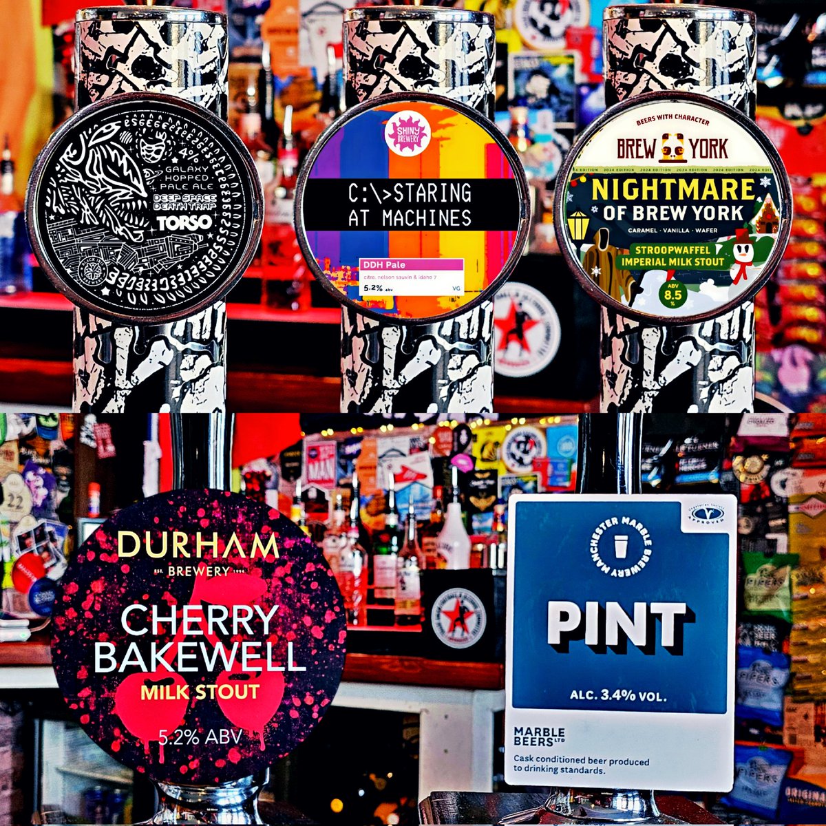 Friday lineup... 🍻🍻
<a href="/BlackIrisBrewer/">Black Iris Brewery</a> - Deep Space Death Trap.
<a href="/shinybrewery/">Shiny Brewery</a> - Staring At Machines.
<a href="/brewyorkbeer/">Brew York</a> - Nightmare of Brew York
<a href="/marblebrewers/">Marble Brewery</a> - Pint
<a href="/durhambrewery/">The Durham Brewery</a> - Cherry Bakewell