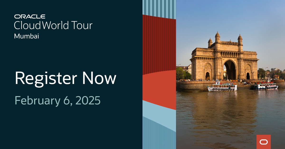 Don't miss #CloudWorld Tour when it comes to Mumbai! Experience the future of cloud and #AI at this complimentary, one-day event: social.ora.cl/6019sTc87