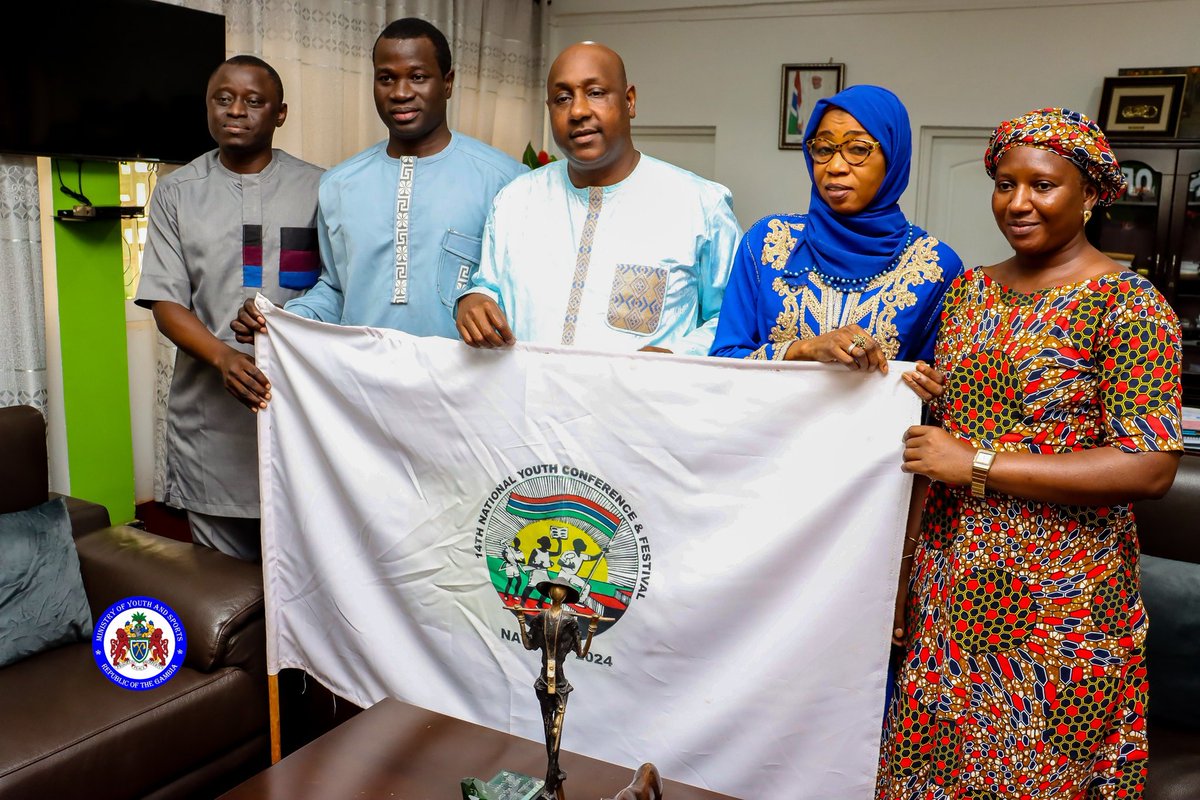 MOYSTheGambia's tweet photo. 🚩 NaYCONF 2024 Flag Tour kicks off!
Led by Hon.@BaksBadjie, we began engaging ministries to ensure support for this vital youth event.
📅 17–24 Dec 2024
 Theme: “Attaining the Recovery Focus – NDP 2023–2027: For and With Young People.”

#NaYCONF2024 #YouthEmpowerment https://t.co/Fsrs9Jlpxo