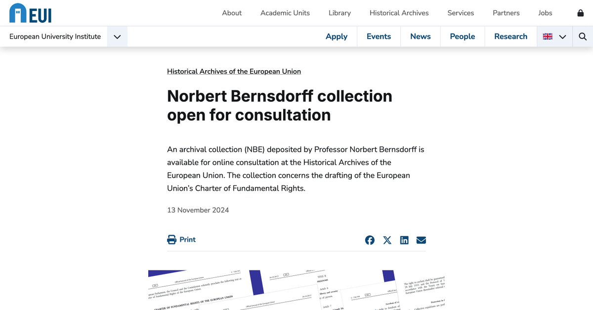 FrankSchorkopf's tweet photo. Das Archiv der EU in Florenz hat einen interessanten neuen Forschungsbestand - die vollständigen traveaux preparatoires für die Entstehung der Grundrechte-Charta - die "Bernsdorff Collection" @EUI_HistArchEU 
https://t.co/jo88v71LEe https://t.co/dxxQH3tQ8M