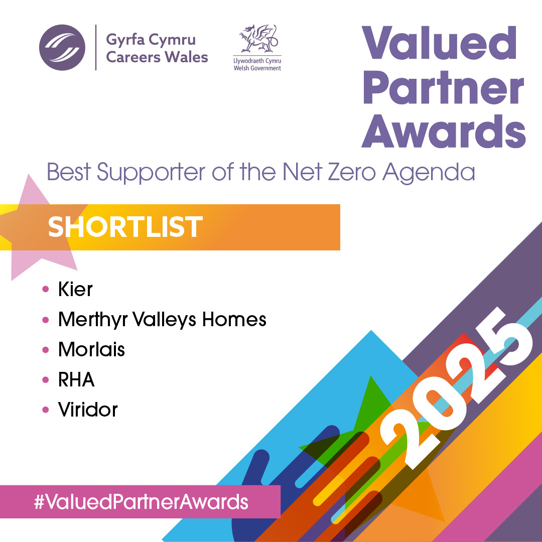 CareersWales's tweet photo. Congratulations to @kiergroup, @merthyrvh, @morlaisenergy, RHA, @viridoruk who have been shortlisted for Best Supporter of the Net Zero Agenda 👏🌍 

We look forward to celebrating with you all! #ValuedPartnerAwards https://t.co/DM3PoGcOlV