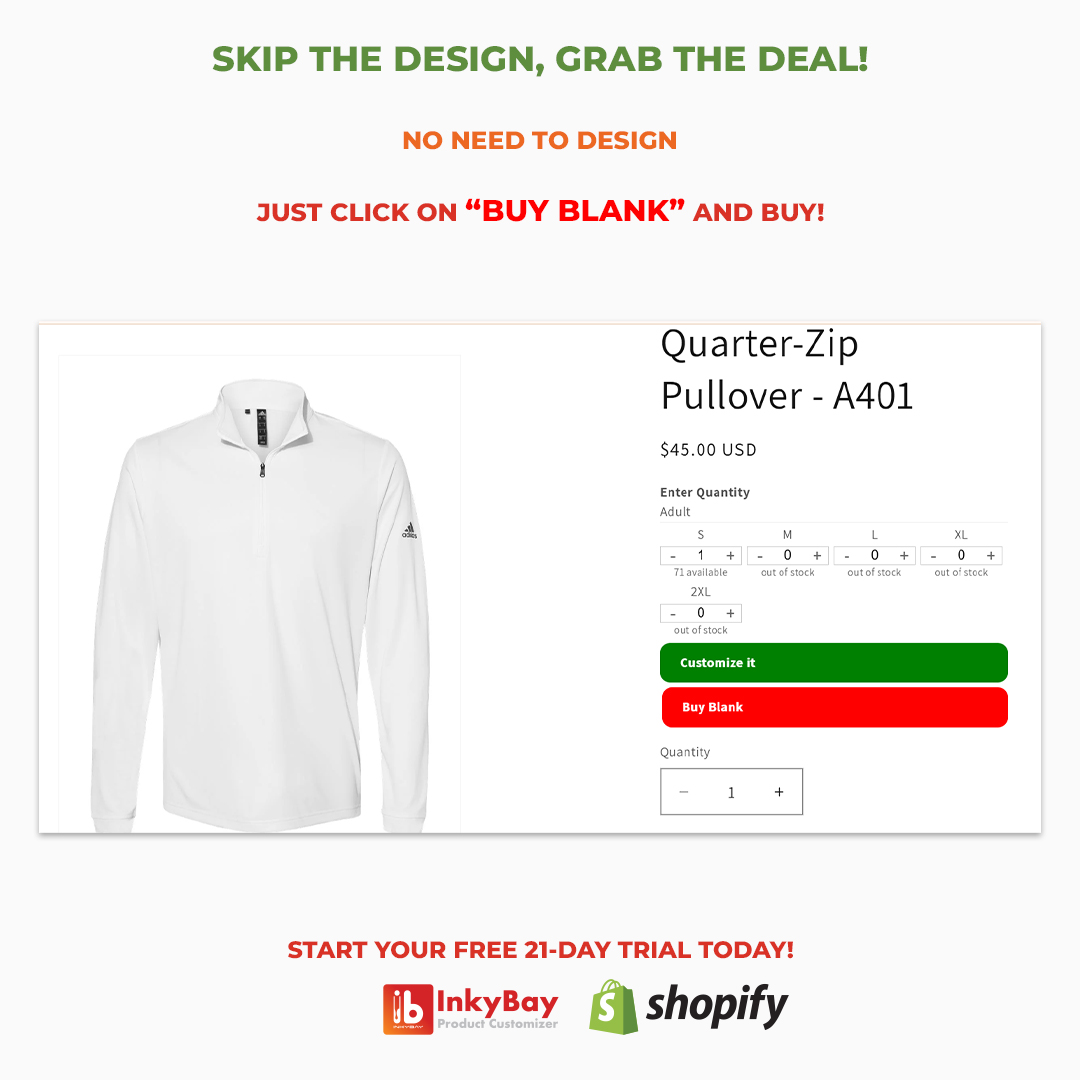 inkybay's tweet photo. Make bulk buying easy with @InkyBay’s “Buy Blank” button! No design needed—just click and order!
Start your free 21-day trial today! https://t.co/gJ8r5YPQ0i 

#shopify #custom #inkybay #customcolor #inkybayproductscustomizer #custombusiness #customization #personalization https://t.co/DyvryJxCFh
