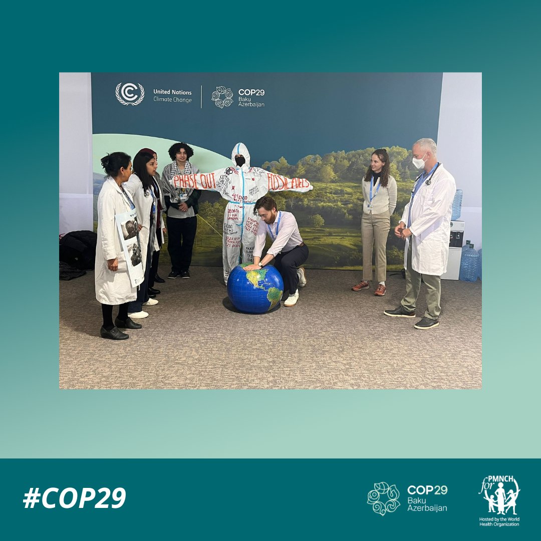 Healthcare professionals at #COP29 calling for urgent action to address the climate and health crisis! What is the therapy:
👉 phase out fossil fuels
👉 financing
👉 built climate resilient health systems
👉 ensure equity