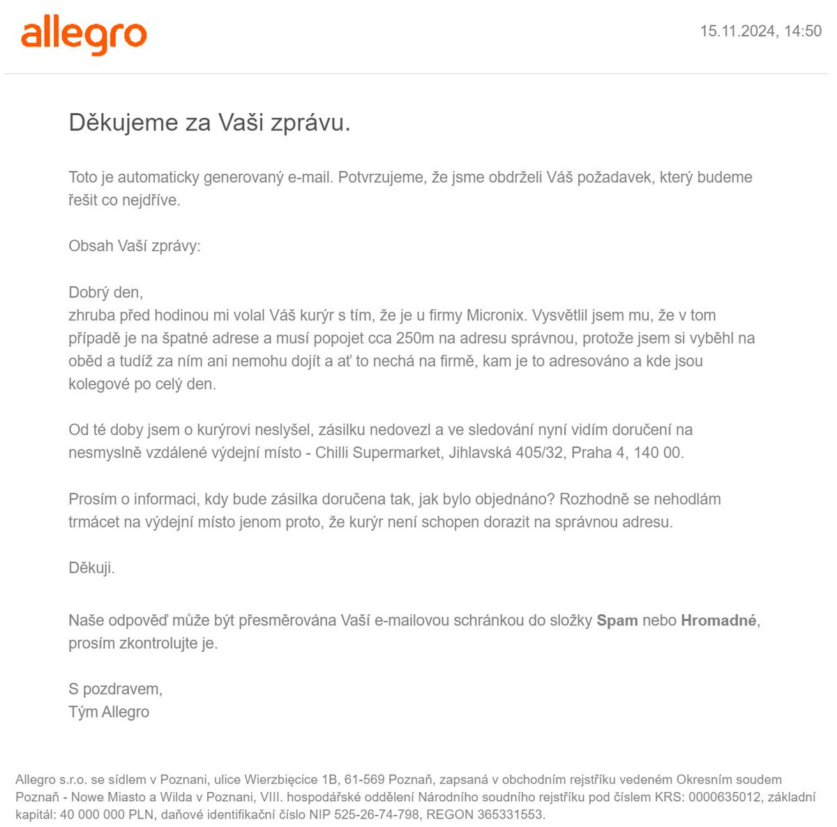 Faasteer's tweet image. #WEDO (potažmo #OnebyAllegro) je opravdu skvělá služba. To nemohu říct... 🙄