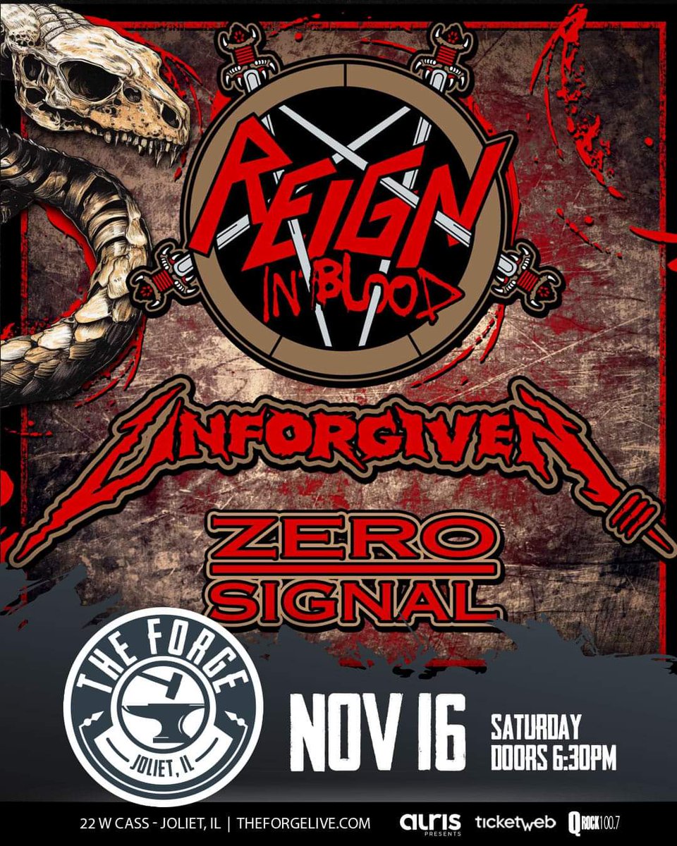 ZeroSignalChi's tweet photo. Tomorrow night, we invade @TheForgeLive! Come one, come all. We will be starting off the festivities at 7:00, so don't be late!! 🤘🔥🤘🔥🤘 https://t.co/vZzUaM5t0G