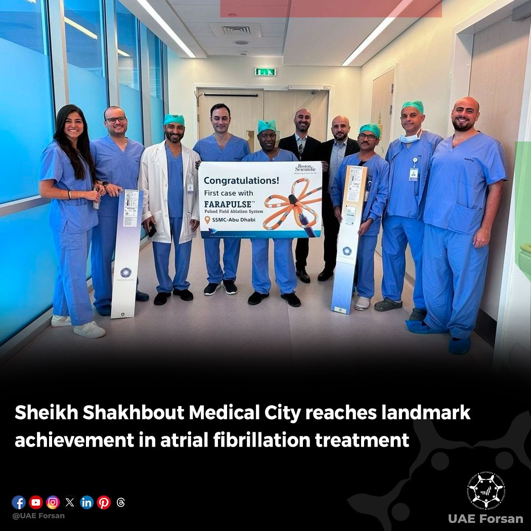 UAE_Forsan's tweet photo. Sheikh Shakhbout Medical City (SSMC), recently achieved a groundbreaking interventional milestone by performing Abu Dhabi’s first pulse field ablation procedure for atrial fibrillation
#SSMCAbuDhabi #AWorldofExpertsforYou #HeartHealth #Cardiology #CardiacCare
@SSMCAbuDhabi
@PureHealthae
