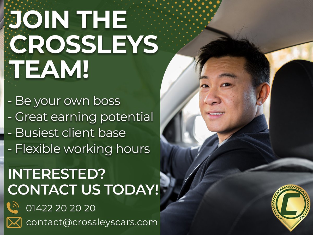 CrossleysCars's tweet image. 🚗 𝐖𝐞'𝐫𝐞 𝐇𝐢𝐫𝐢𝐧𝐠 𝐃𝐫𝐢𝐯𝐞𝐫𝐬! 🚗
📞 𝐑𝐞𝐚𝐝𝐲 𝐭𝐨 𝐬𝐭𝐚𝐫𝐭? 𝐂𝐨𝐧𝐭𝐚𝐜𝐭 𝐮𝐬 𝐚𝐭 𝟎𝟏𝟒𝟐𝟐 𝟐𝟎 𝟐𝟎 𝟐𝟎 𝐨𝐫 𝐞𝐦𝐚𝐢𝐥 𝐜𝐨𝐧𝐭𝐚𝐜𝐭@𝐜𝐫𝐨𝐬𝐬𝐥𝐞𝐲𝐬𝐜𝐚𝐫𝐬.𝐜𝐨𝐦
-
#crossleys #taxi #driverswanted #wearehiring
