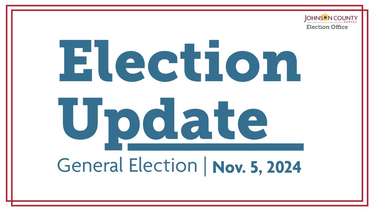 Johnson County Election Office (@jocoelection) on Twitter photo The canvass for the general election begins today at 9 a.m. at the Election Office in Olathe.
The canvass is open to the public. The canvass for the general election begins today at 9 a.m. at the Election Office in Olathe.
The canvass is open to the public.