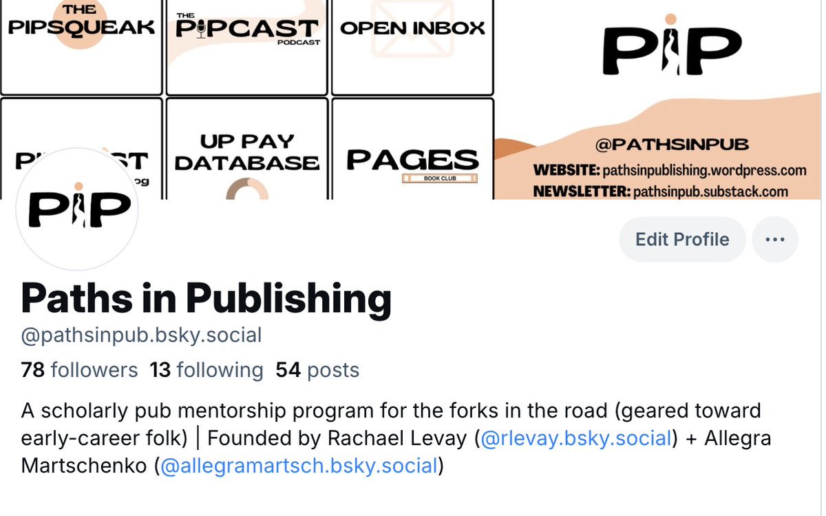 pathsinpub's tweet image. Hello Twitter/X friends, followers, PIPsters! 

After much thought and consideration, PIP will be leaving this platform and moving solely the Bluesky. Come say hi!

We will be posting all of your favorite programs regularly. 

You can always find us where the sky is blue 💙💙💙