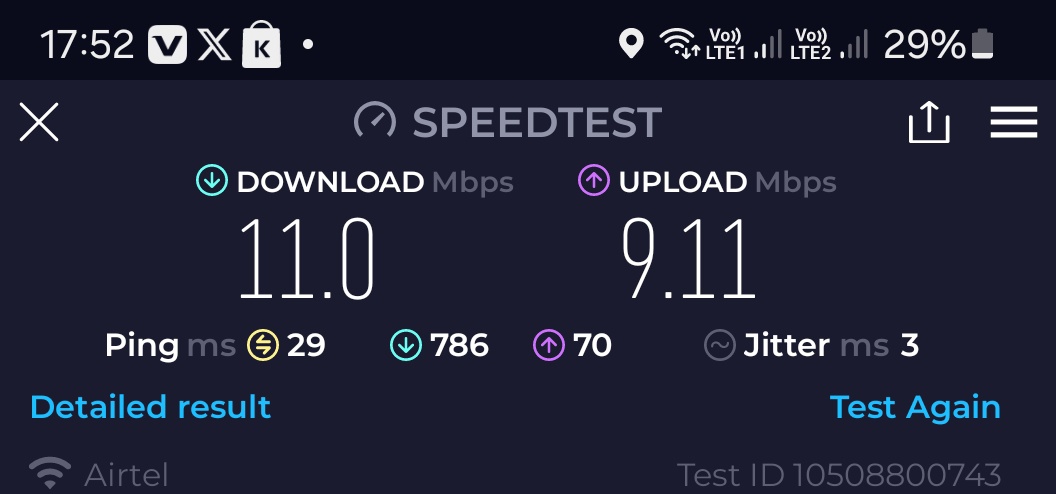 k_iprono's tweet photo. @OkechAdhiambo @Njeritumbo @AIRTEL_KE @KenyaPower These are the speeds I'm getting which is fine for what I do. Mostly coding and a couple of zoom meetings https://t.co/IzWUrd0XO0