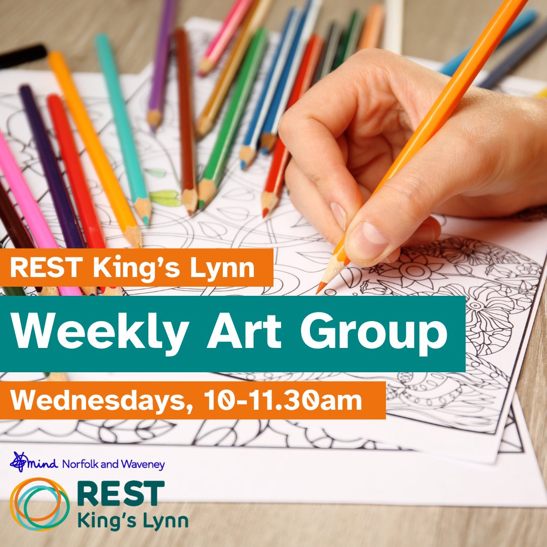 Want to meet and mix with others whilst exploring your creativity? Come along to our Art Group at REST King’s Lynn.

Some colouring equipment and jigsaws available but feel free to bring your own projects with you.

🕙Wednesdays, 10 – 11.30am
📍56 High St, King’s Lynn, PE30 1AY