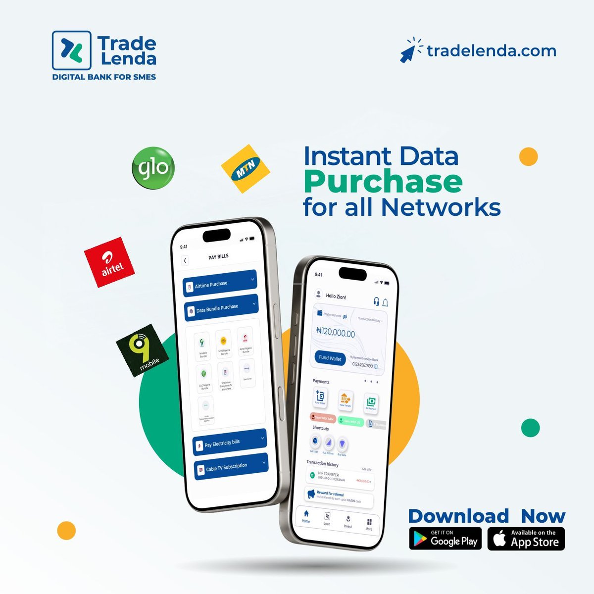 TradeLenda's tweet image. Need data? 

Trade Lenda’s got you covered. 

Stay connected with family and friends using our Trade Lenda App&apos;s easy data purchase. 

Download the Trade Lenda App to get started now!

#DataOnDemand #MSMEGrowth #Tradelenda