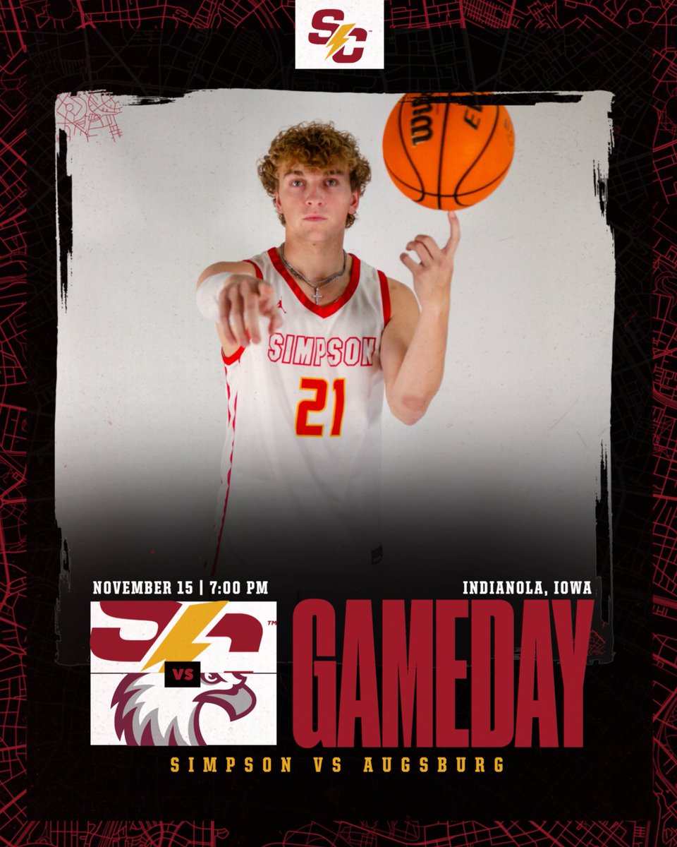 HOME OPENER TONIGHT! ⚡️🏀

🆚 Augsburg
🕔 7:00 p.m.
📍 Indianola, Iowa
📊/🖥️ linktr.ee/simpsonmbasket…

#rollriversMBB #d3hoops