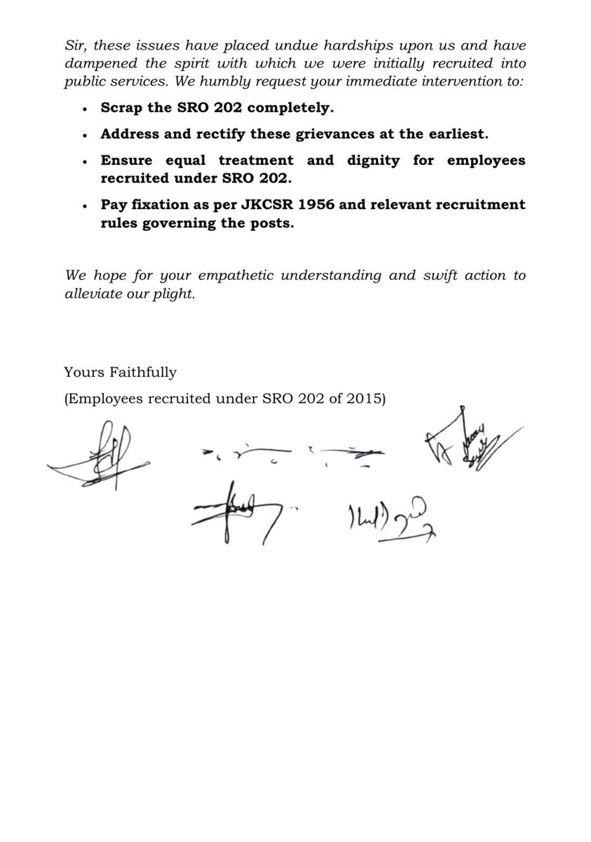 SRO202employees's tweet photo. Hand folded request to Hon’ble Chief Minister @OmarAbdullah shab. Regarding numerous &amp; unending challenges &amp; injustices faced due to disasters SRO202 rules.
#SCRAPSRO202COMPLETELY
@RuhullahMehdi
@nasirsogami
@Surinderch55
@sakinaitoo
@tanvirsadiq
@MehrajMalikAAP
@rifatabdullahh https://t.co/QbNpog7aFT