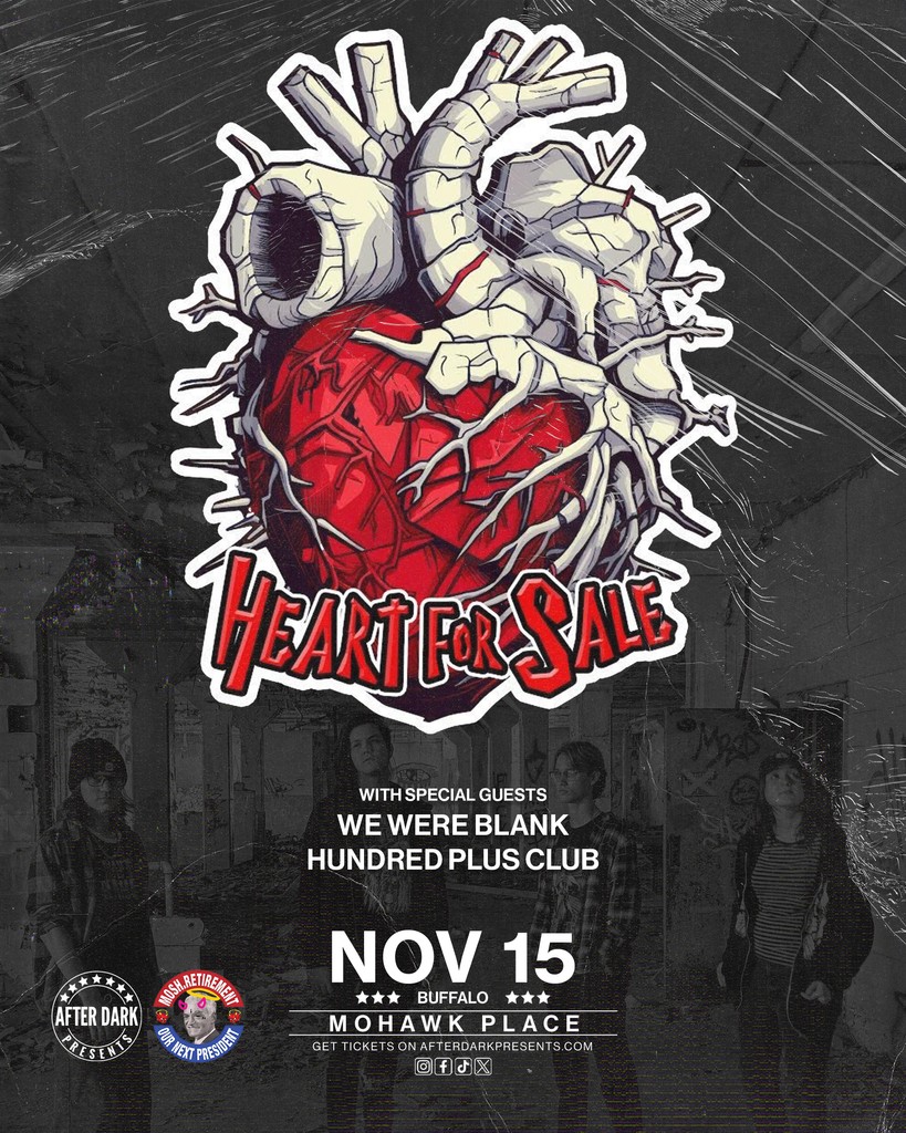 TONIGHT - Heart For Sale with We Were Blank &amp; Hundred Plus Club at Mohawk Place. Doors open at 7pm - tickets available at the show.

Tickets &amp; Info: aftr.dk/4eyaosY