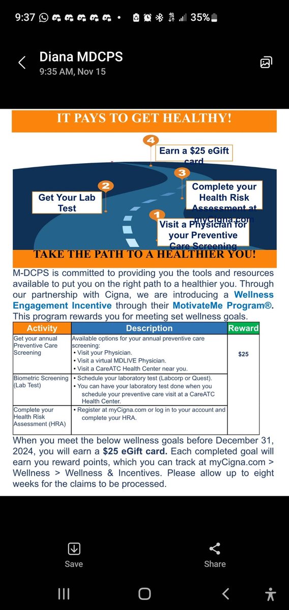 MDCPSWellWay's tweet image. It pays to be healthy! Learn how you can get a $25 e-gift card! @MDCPS