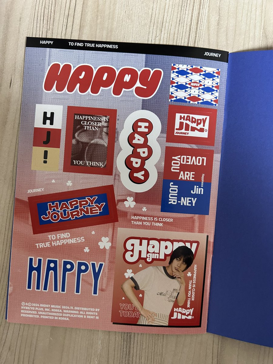 Jin - HAPPY Sticker Note pages for ❤️ Journey Ver. Album They