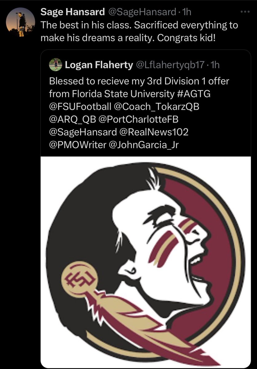 This is #Big‼️👀🔥🔥🔥🔥 Congratulations to <a href="/PortCharlotteFB/">Pirate Football</a> student athlete QB1 <a href="/Lflahertyqb17/">Logan Flaherty</a>