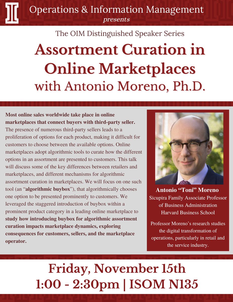 Anna Nagurney (@supernetworks) on Twitter photo Thanks to Professor Moreno <a href="/HarvardHBS/">Harvard Business School</a> for delivering a great seminar in the OIM Department @isenbergumass this afternoon! #algorithms #marketplaces Thanks to Professor Moreno <a href="/HarvardHBS/">Harvard Business School</a> for delivering a great seminar in the OIM Department @isenbergumass this afternoon! #algorithms #marketplaces