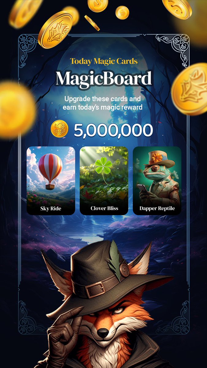 ✨ The Magic Cards of the Day have dropped! 🌟

Head to the Magic Board tab, upgrade these cards, and unlock massive rewards in Robin Gold. Don’t miss your chance to level up! 💰🔮

t.me/robin_gold_gam…

#RobinGold #MagicCards #MagicBoard #CryptoGaming #TapToEarn #LevelUp