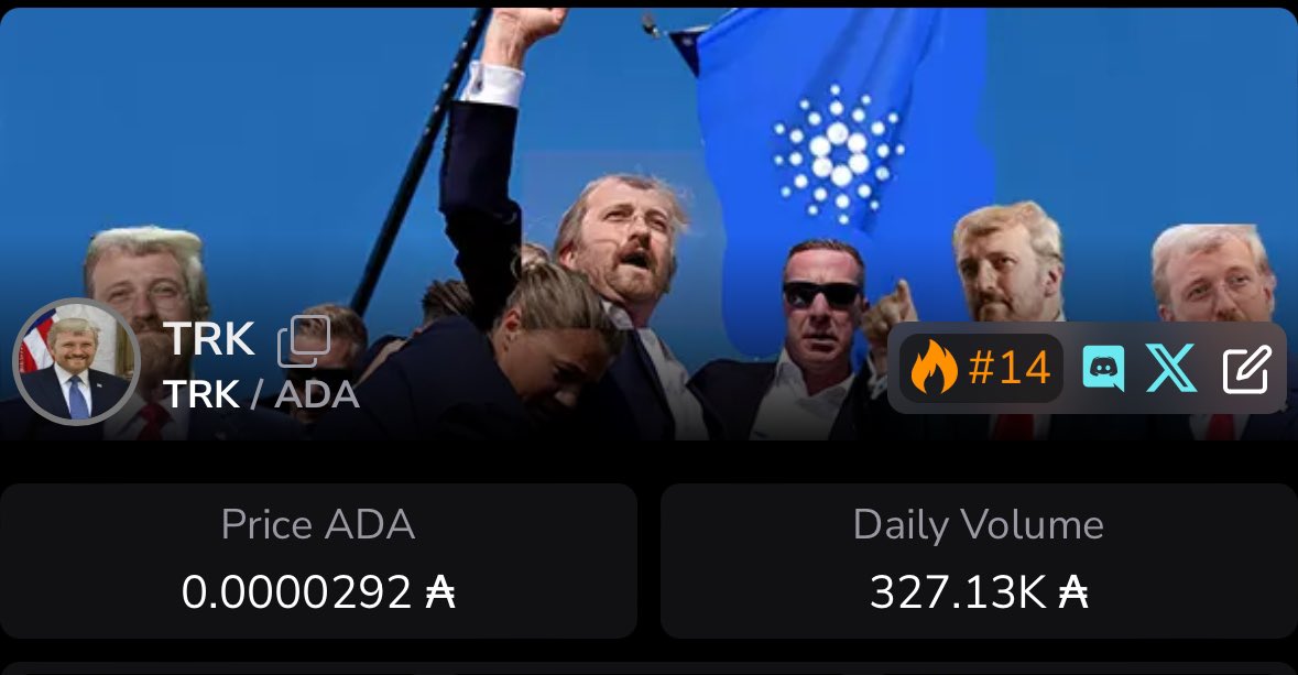 We’re holding strong!
327k volume in under 24h 🚀 $TRK
I’m not one of those pump and dumps out there. I’m Cardano Savior