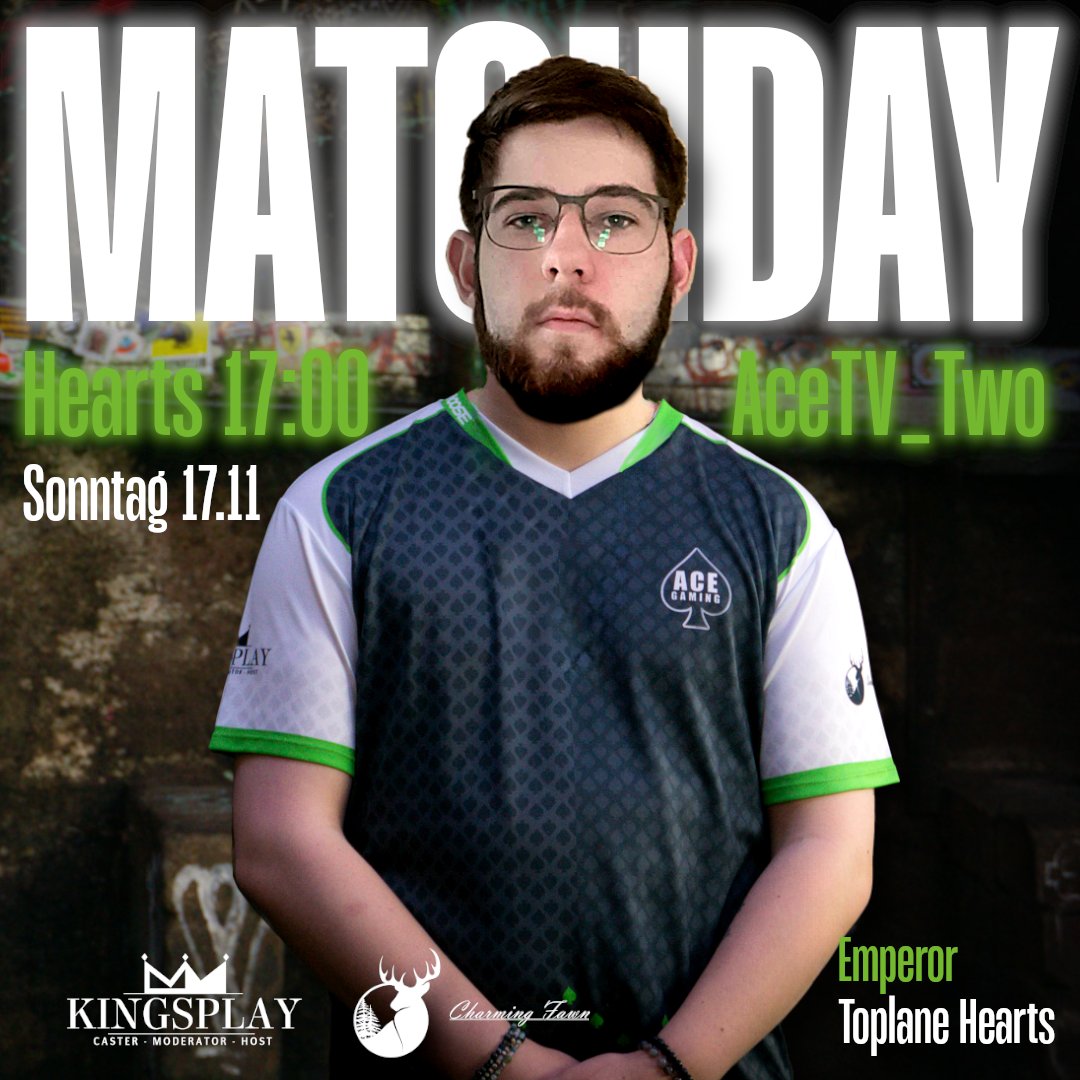 AceGaming (@acegamingde) on Twitter photo 💚MATCHDAY♠️
Für die Hearts geht es am Sonntag gegen <a href="/404_Multigaming/">404 Multigaming e.V.</a> und alte Bekannte wie <a href="/LOLDarwinAtWork/">DarwinAtWork</a> und <a href="/ADCFelix/">Felix</a>.
Beide Teams können mit einem Win zu den Playoffsspots aufschließen!
Sonntag, 17:00, twitch.tv/acetv_two
Cast: <a href="/DerNeonLeon/">DerNeonLéon</a> & <a href="/LeridaLoL/">Lerida</a> 💚MATCHDAY♠️
Für die Hearts geht es am Sonntag gegen <a href="/404_Multigaming/">404 Multigaming e.V.</a> und alte Bekannte wie <a href="/LOLDarwinAtWork/">DarwinAtWork</a> und <a href="/ADCFelix/">Felix</a>.
Beide Teams können mit einem Win zu den Playoffsspots aufschließen!
Sonntag, 17:00, twitch.tv/acetv_two
Cast: <a href="/DerNeonLeon/">DerNeonLéon</a> & <a href="/LeridaLoL/">Lerida</a>