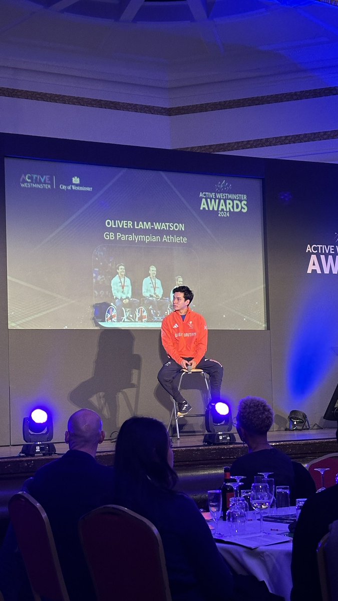 Paralympian fencing athlete <a href="/oliverlamwatson/">Oliver Lam-Watson PLY</a> giving out the prizes to the winners of the #activeawards24.
Such a pleasure to hear his story on how he started exercising and became an incredible athlete with Team
GB and going to the Olympics in Tokio.

@qasaalom
<a href="/CityWestminster/">Westminster City Council</a>