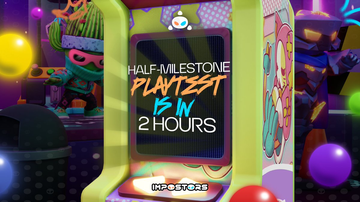Our next Half Milestone Playtest begins in 2 hours! 

⏰9/15: 2pm-6pm (PDT) 
👾Discord discord.gg/Impostors
✅Become a verified holder 

See you there!