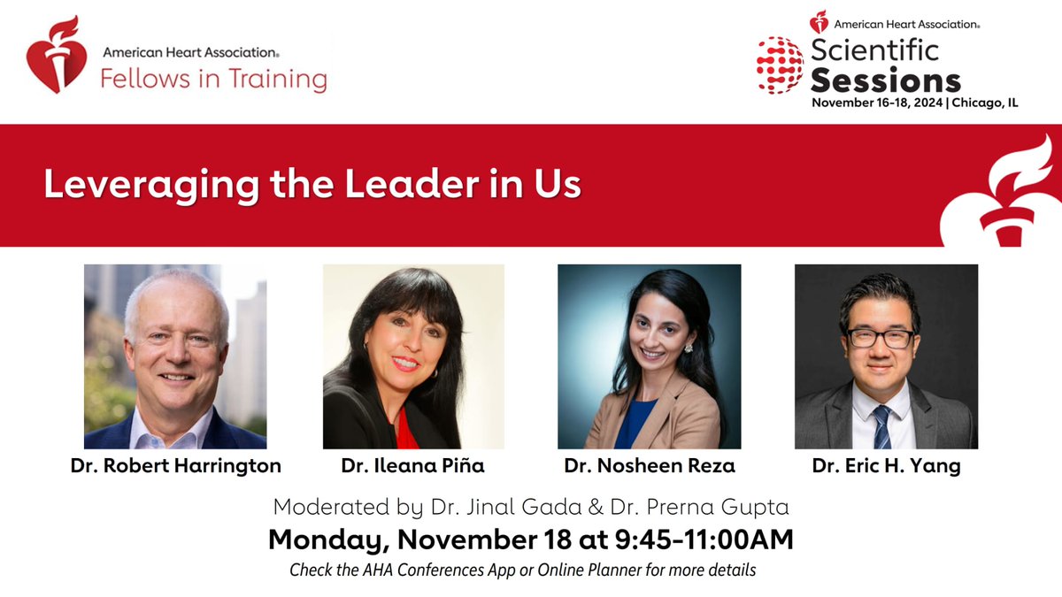 Sunil E. Saith, MD, MPH, FACP (@s7saith) on Twitter photo Monday Morning, Rm S102D at 9:45 AM: Hear from <a href="/noshreza/">Nosheen Reza, MD, MS</a>, Dr. Ileana PeƱa, Dr. Robert Harrington, <a href="/datsunian/">Eric H Yang, MD</a> as they discuss how to "Leverage the Leader in Us," moderated by Dr. Jinal Gada and <a href="/PrernaGuptaMD/">Prerna Gupta, MD</a> Monday Morning, Rm S102D at 9:45 AM: Hear from <a href="/noshreza/">Nosheen Reza, MD, MS</a>, Dr. Ileana PeƱa, Dr. Robert Harrington, <a href="/datsunian/">Eric H Yang, MD</a> as they discuss how to "Leverage the Leader in Us," moderated by Dr. Jinal Gada and <a href="/PrernaGuptaMD/">Prerna Gupta, MD</a>