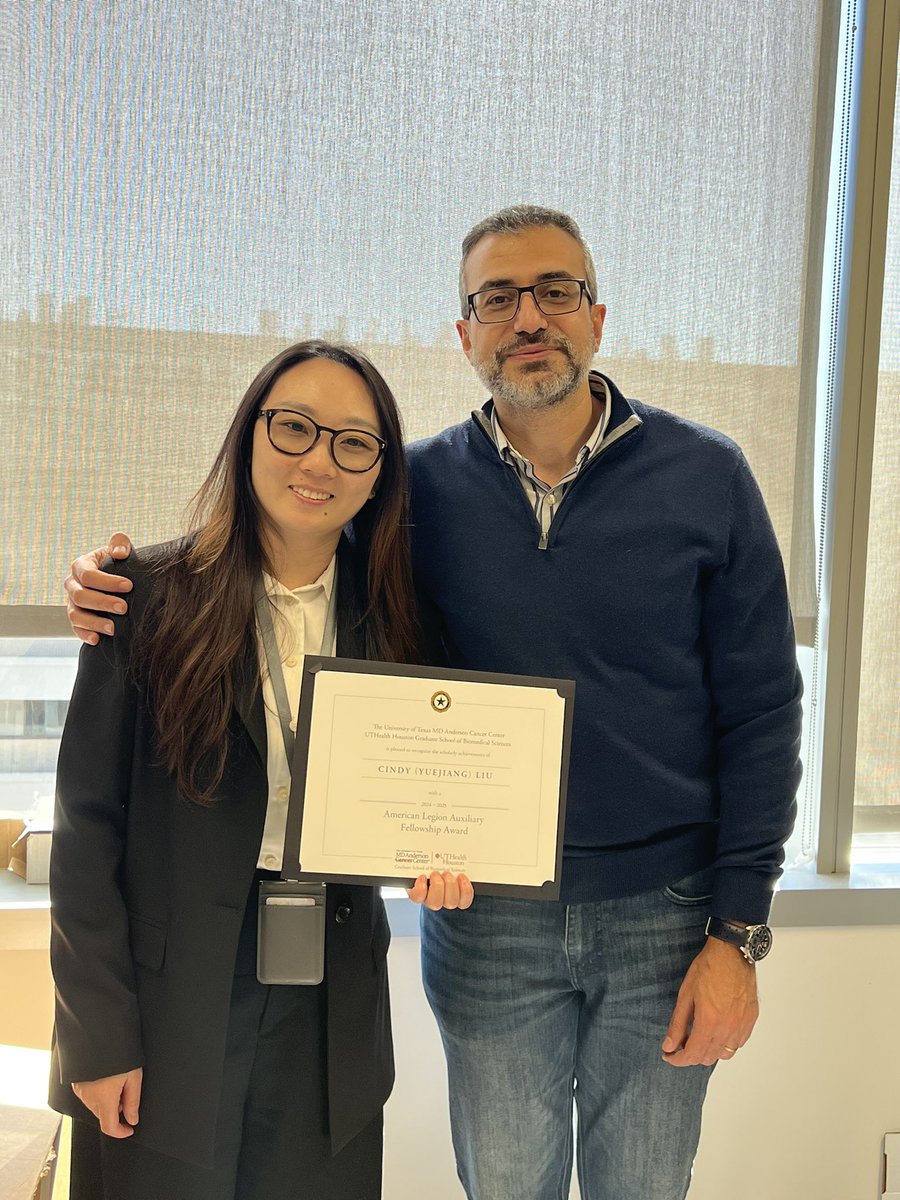 Humam Kadara (@humam_kadara) on Twitter photo Congrats to <a href="/MDA_UTHGrad/">MD Anderson-UTH Grad</a> student in the lab <a href="/cccllliiiuuu/">Yuejiang Liu</a> for receiving the American Legion Auxiliary Fellowship for her work on role of inflammation propagated by gut #microbiome alterations on #lungcancer development. Very proud of you, Cindy! Congrats to <a href="/MDA_UTHGrad/">MD Anderson-UTH Grad</a> student in the lab <a href="/cccllliiiuuu/">Yuejiang Liu</a> for receiving the American Legion Auxiliary Fellowship for her work on role of inflammation propagated by gut #microbiome alterations on #lungcancer development. Very proud of you, Cindy!