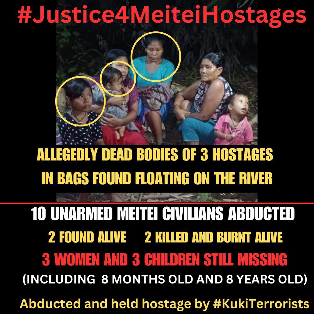 Heartbreaking and infuriating. Innocent Meiteis, including children, have been murdered by #KukiTerrorists in an act of unimaginable brutality. How many more lives need to be lost before justice is served? We demand swift and decisive action! #KukiBabykillers