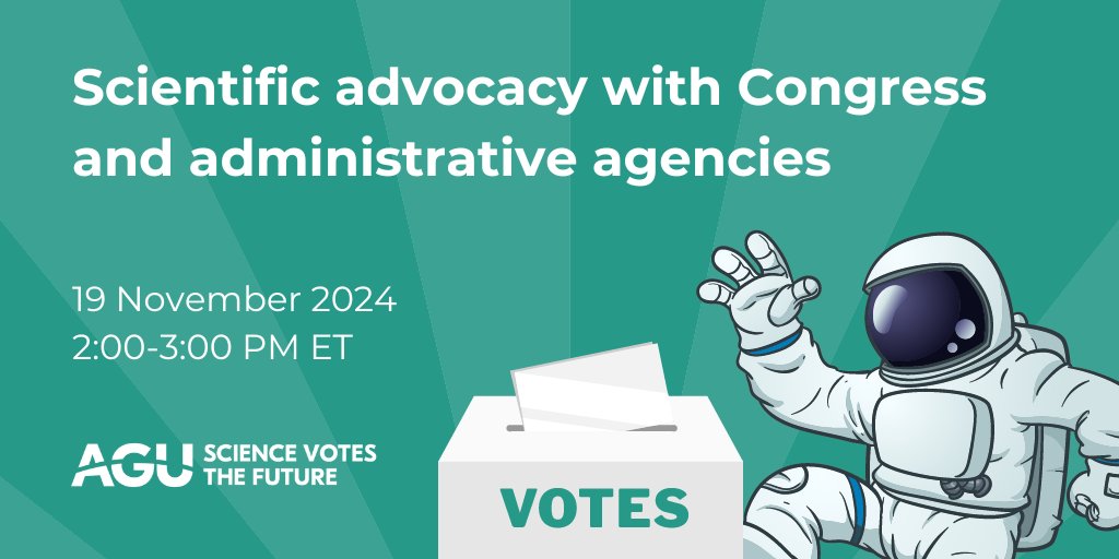 AGUSciPolicy's tweet photo. ๐ฏ๏ธ Want to have a say in policy that affects science? Donโt miss our webinar with @ClimSciDefense next week on 19 November! Discover how scientists can legally participate in the rulemaking process and communicate with lawmakers.
https://t.co/AkanczSy05 #ScienceVotesTheFuture https://t.co/OXOYBbO9rL