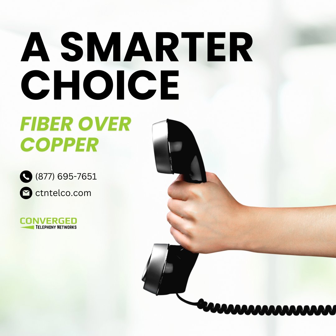 ctntelco's tweet image. Boost your connectivity and reliability by making the switch to fiber optics. CTN’s fiber solutions bring clarity and speed to your business! 🏢

#fiberoptics #telephonysolutions #networkupgrade #connectivity #simplifybusiness #entrepreneurmindset